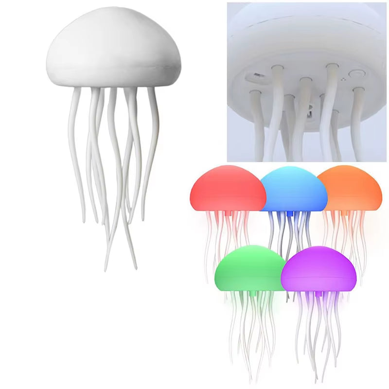 RGB Gradient Jellyfish Bedside Lamp Rechargeable Desk Lamp with Dancing Legs and Touch Sensor Voice Control