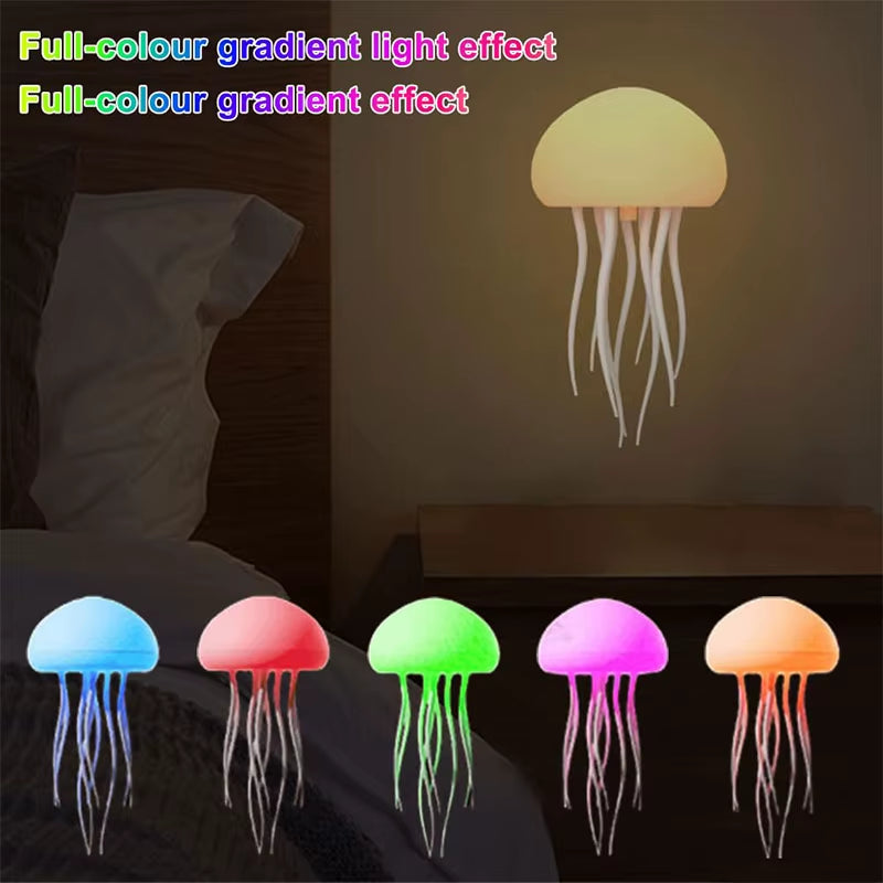 RGB Gradient Jellyfish Bedside Lamp Rechargeable Desk Lamp with Dancing Legs and Touch Sensor Voice Control